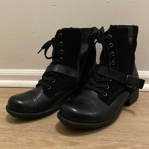 Abeo Pro Dayton Black Womens Size 8 Suede Leather Lace Up Moto Boot (never worn)